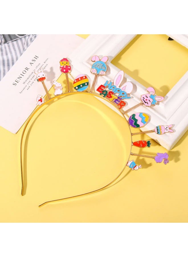 NVENF Easter Headband for Women Girls Cute Bunny Hairband Rhinestone Rabbit Head Bopper Crystal Easter Headwear Party Favors Gift(Happy Easter) - Image 3